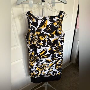 AGB Dress Black, White, and Yellow Floral Sleeveless Mini Dress Size 10 NWOT